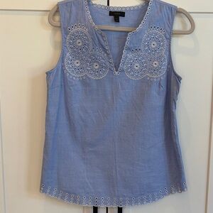 J. Crew Blue Eyelet Tank Top
